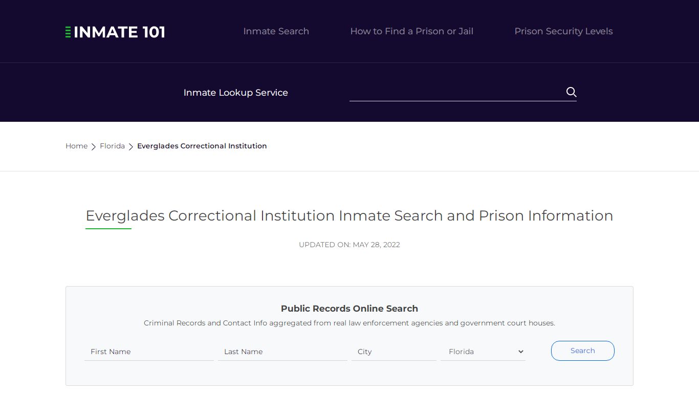 Everglades Correctional Institution Inmate Search ...